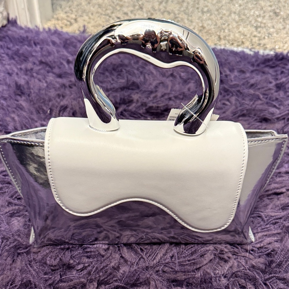 Melie Bianco Silver and Cream Clutch